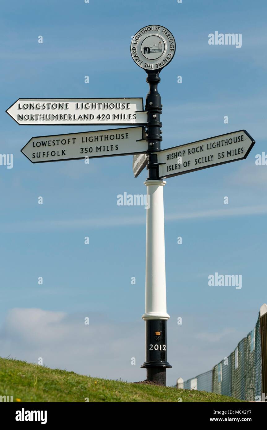United Kingdom,Cornwall,Lizard Point,sign Stock Photo
