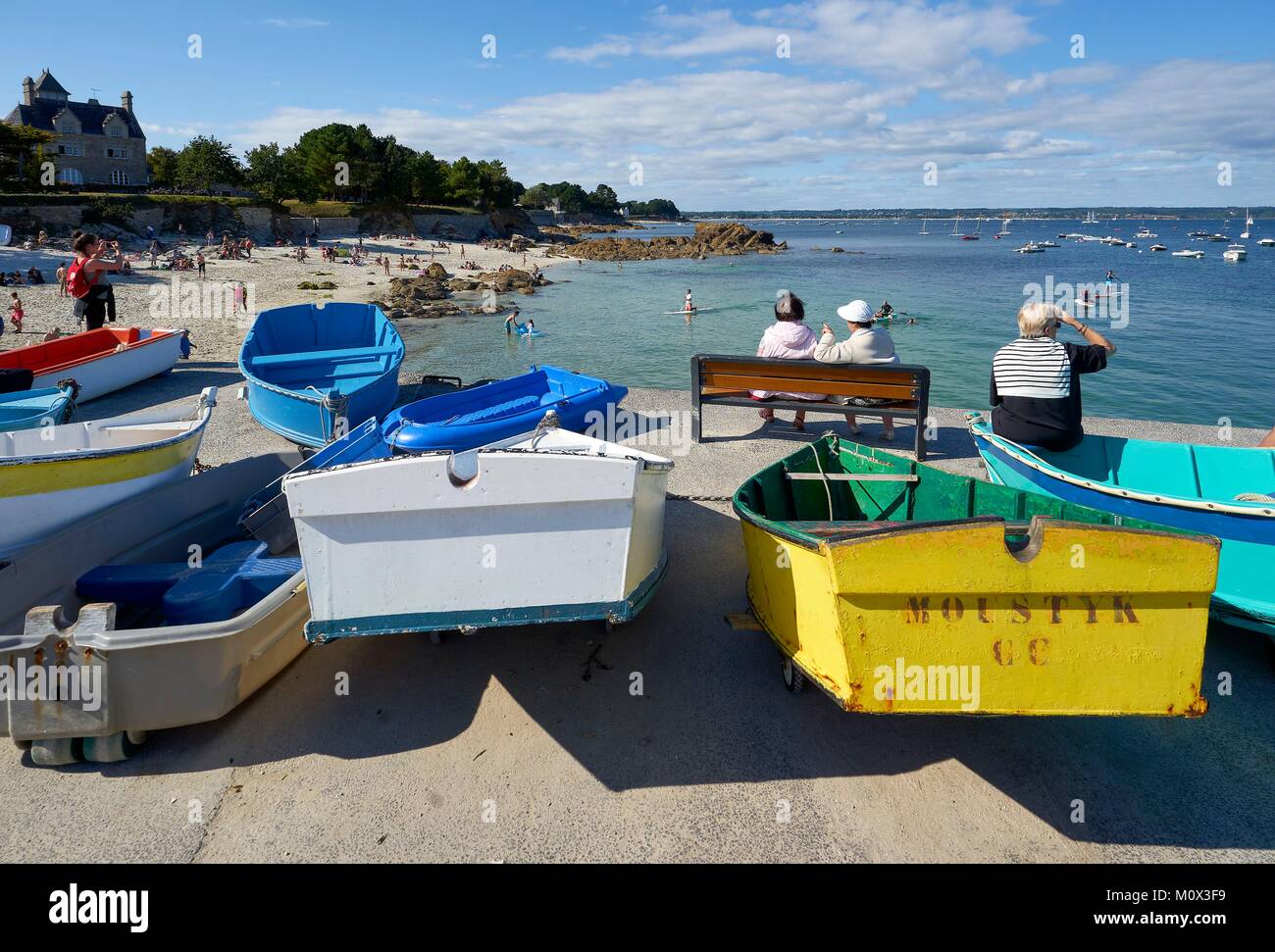 France,Finistere,Fouesnant,jetty of Beg Meil Stock Photo