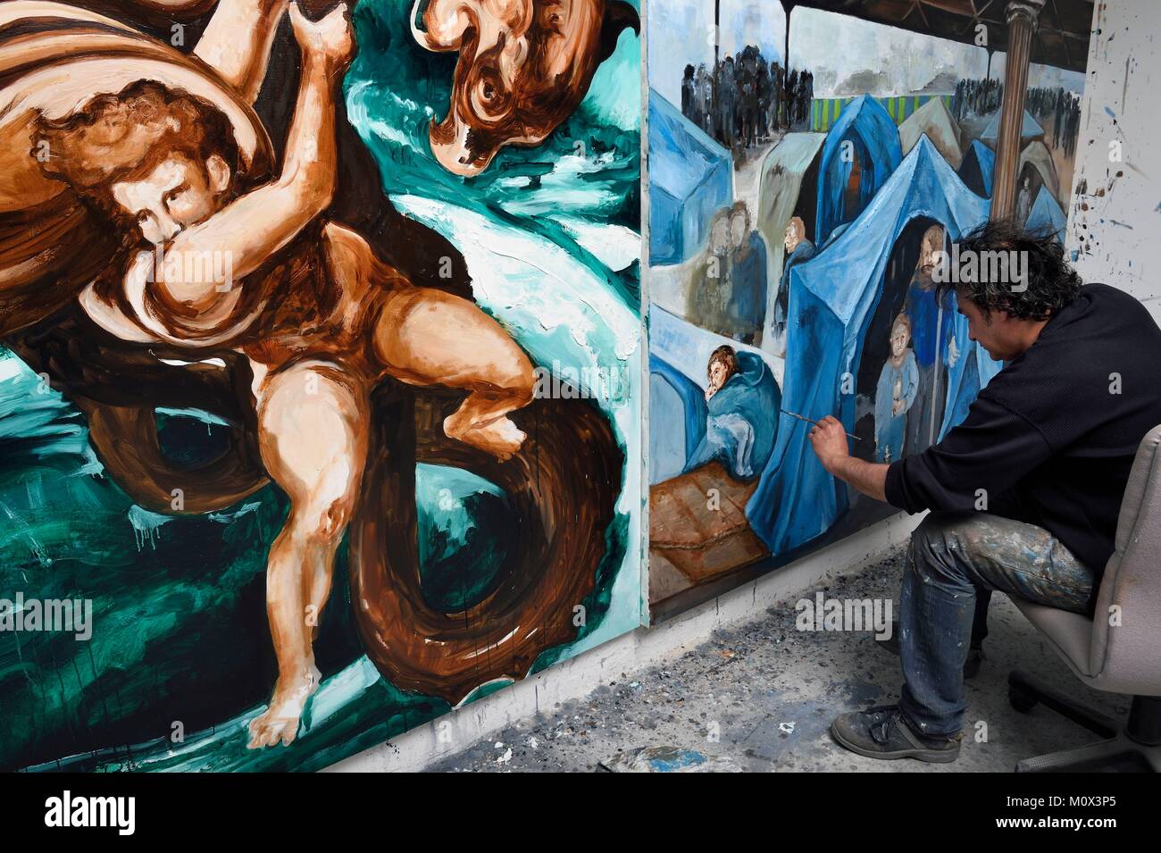 France,Val de Marne,Ivry sur Seine,Workshop of Fred Kleinberg,work for the exhibition Odyssée (Odyssey) Stock Photo