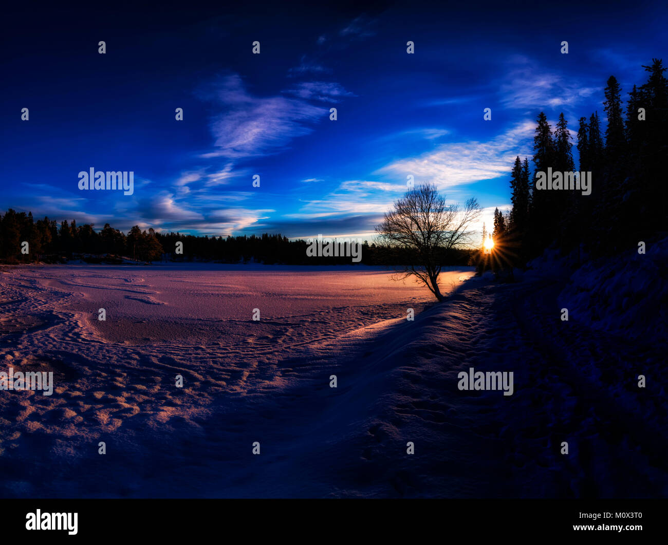 Snowy Forest Lake Stock Photo - Alamy