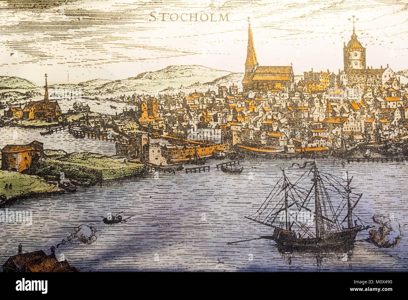 Map of vaxholm hi res stock photography - Swedenstockholm Archipelagovaxholmfortress Castleancient Map Of Stockholm M0X490