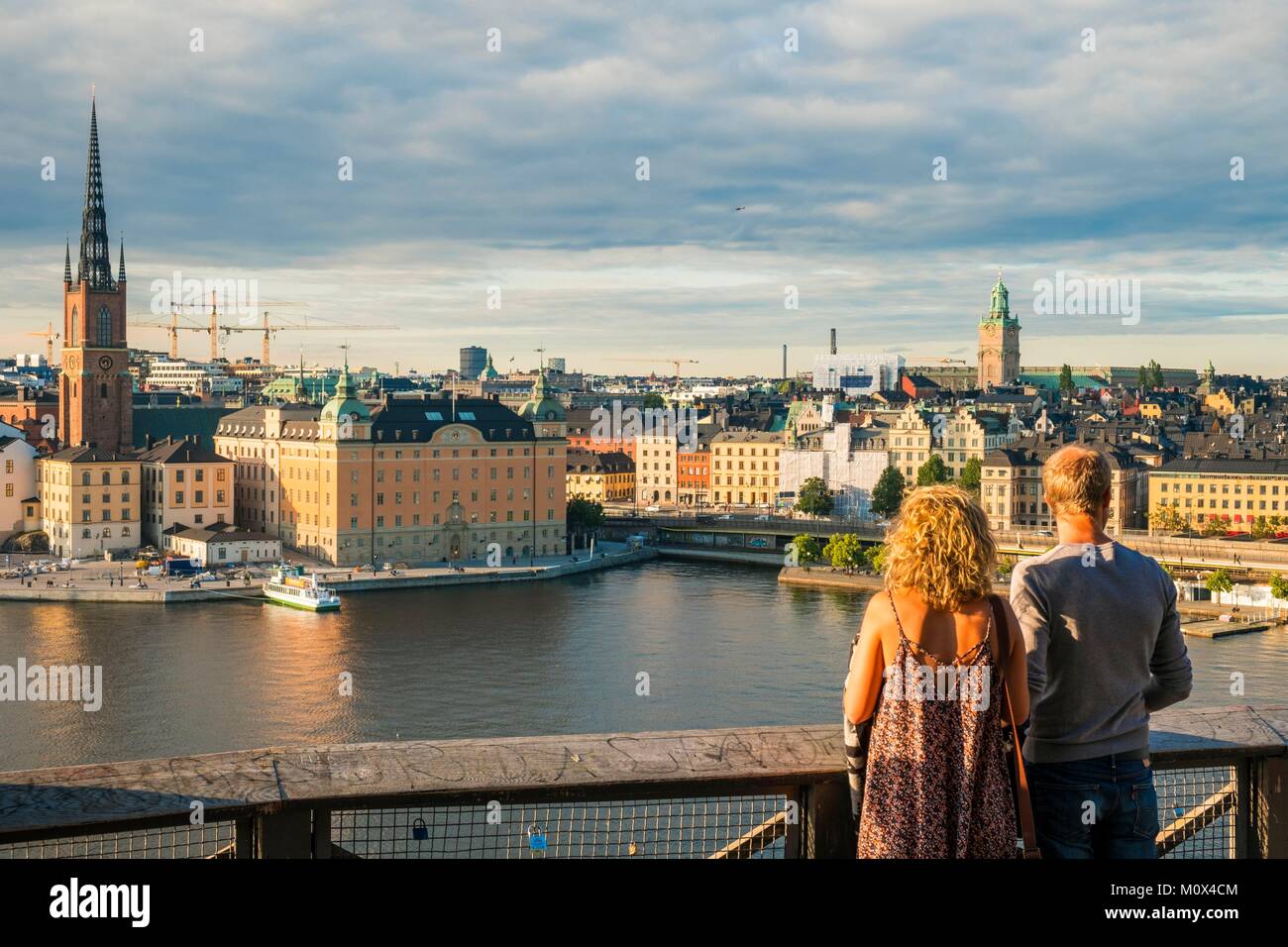 Sweden,Stockholm,island of Sodermalm,walk along the Monteliusvagen panoramic terrace,view of Gamla Stan Stock Photo