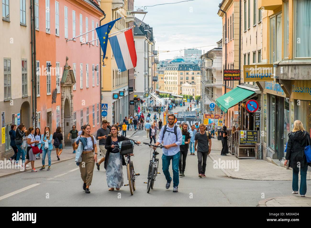 Sweden,Stockholm,island of Sodermalm,pedestrian street Gotgatan Stock Photo