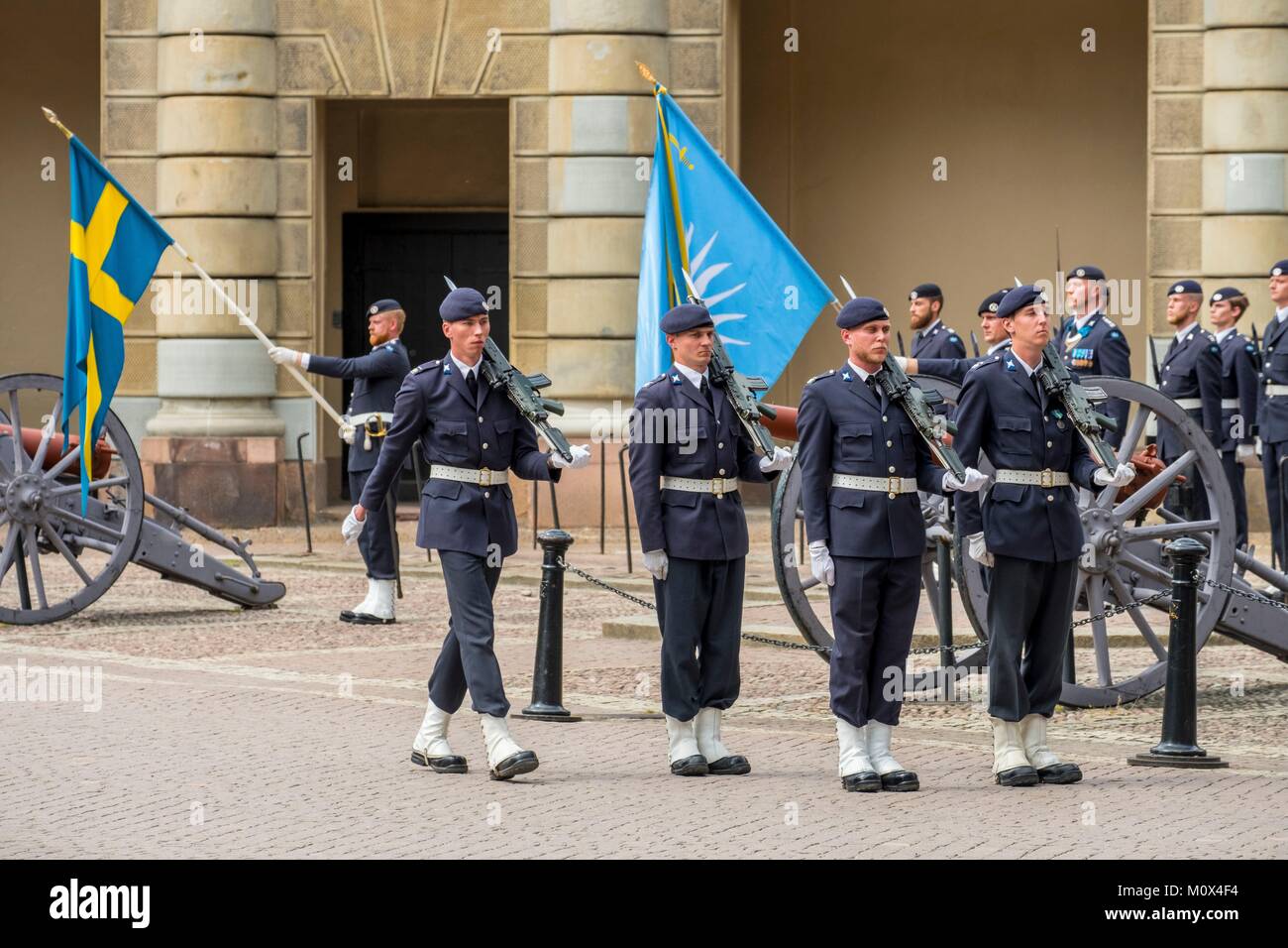 Sweden,Stockholm,Gamla Stan Island,the Old City,the Royal Palace,the Royal Guard's succession Stock Photo
