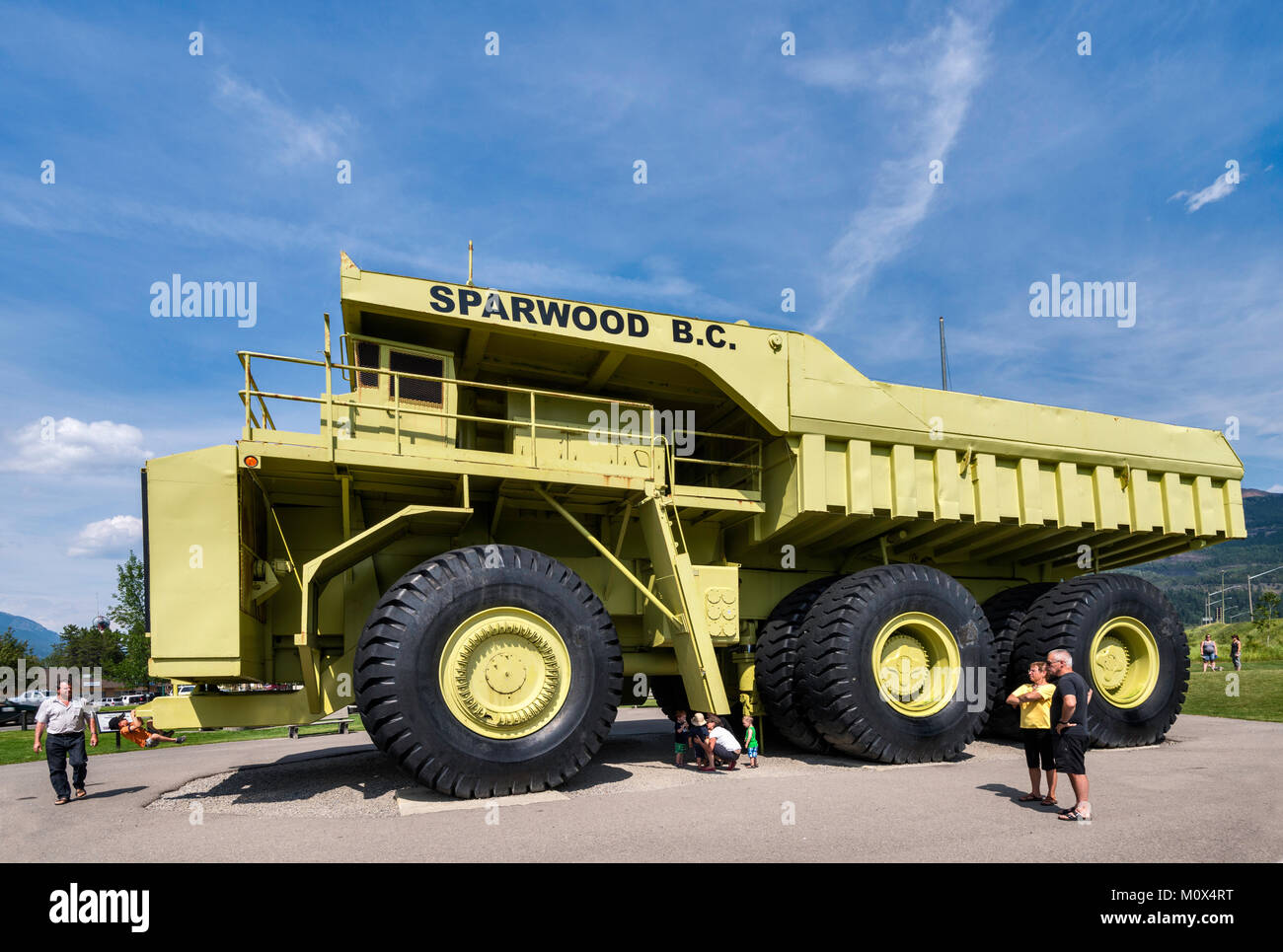 Terex Titan, haul truck for open pit mines, at one time the largest truck in the world, on display in Sparwood, East Kootenay Region, British Columbia Stock Photo