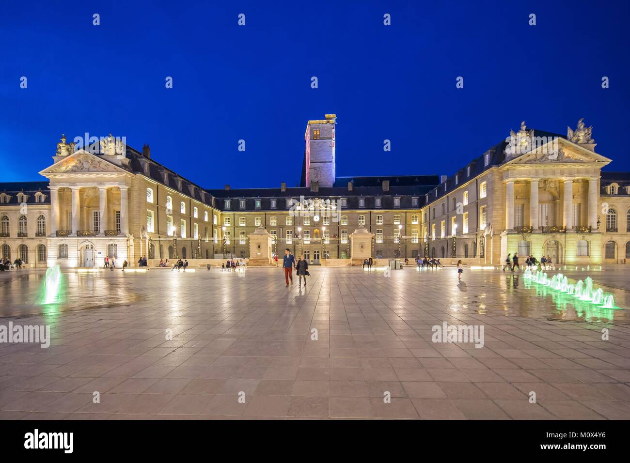 France,Côte d'Or,Dijon,Liberation Square with the tower Philippe le Bon of the Palace of the Dukes of Burgundy Stock Photo