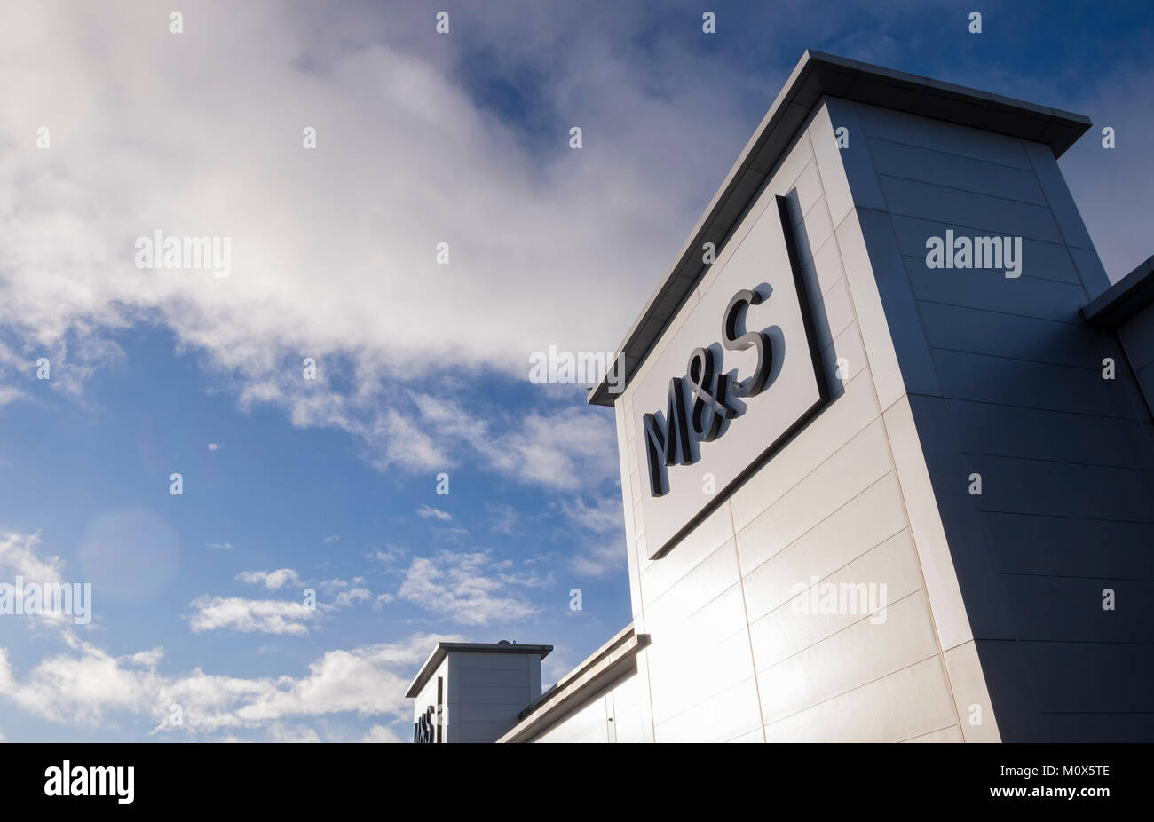 Exterior of the Marks and Spencers shop in Liffey Valley shopping center, Dublin, Ireland Stock Photo