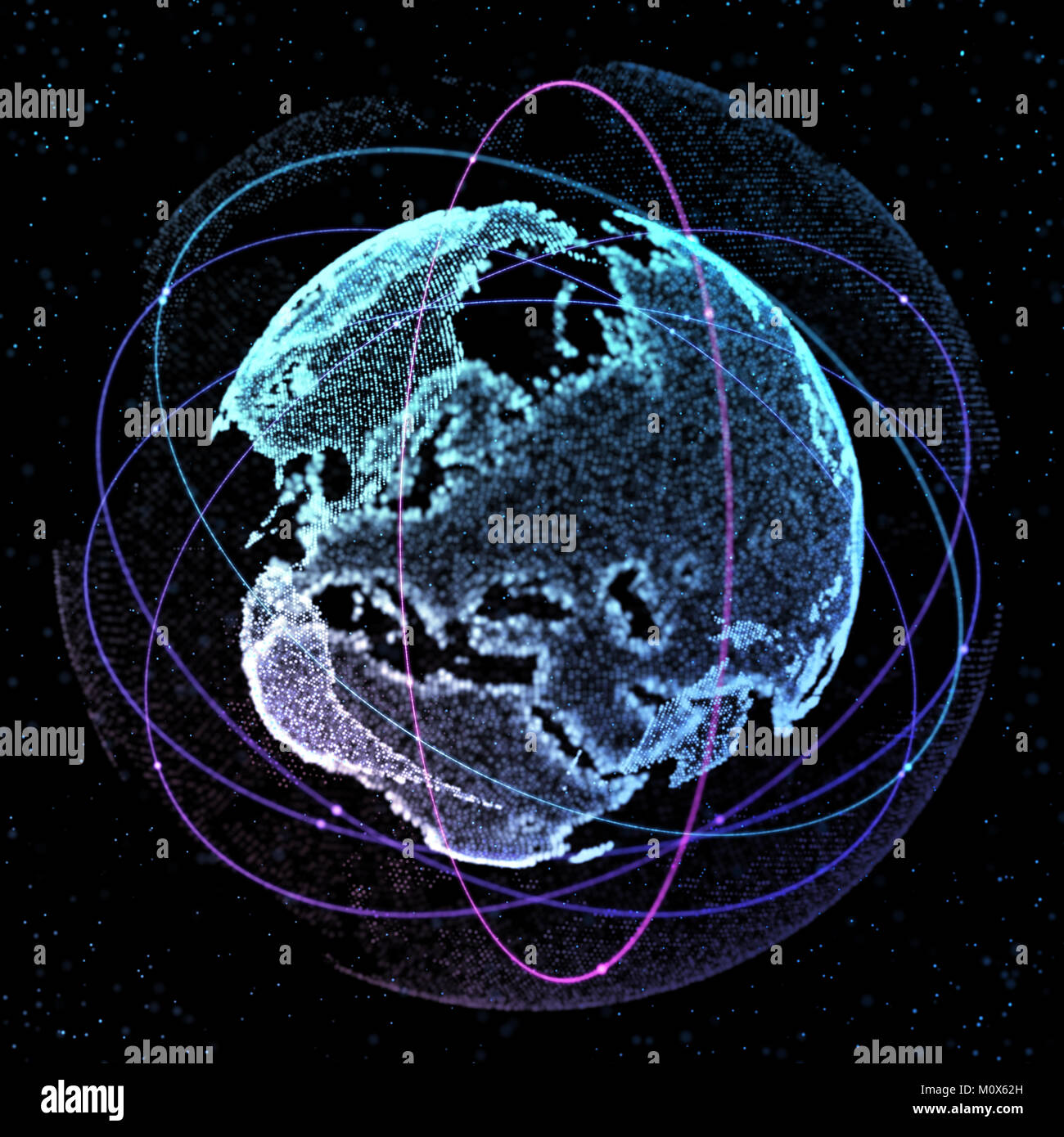 World map satellite, representing the global, Global network connection