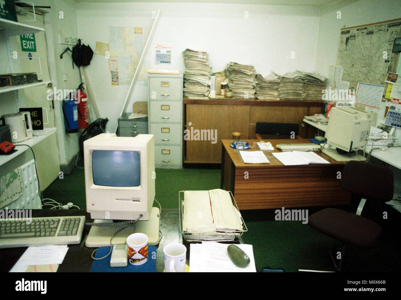 News room for a provincial newspaper in Salisbury England Circa 1989. Stock Photo