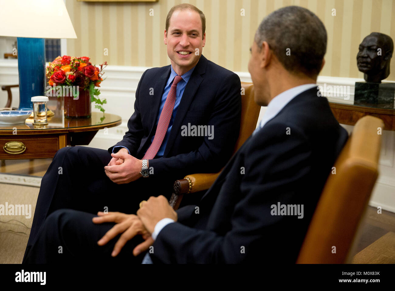 United States President Barack Obama, right, meets Prince William, the