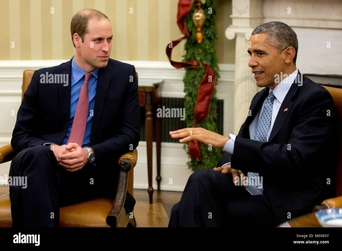 United States President Barack Obama, right, meets Prince William, the