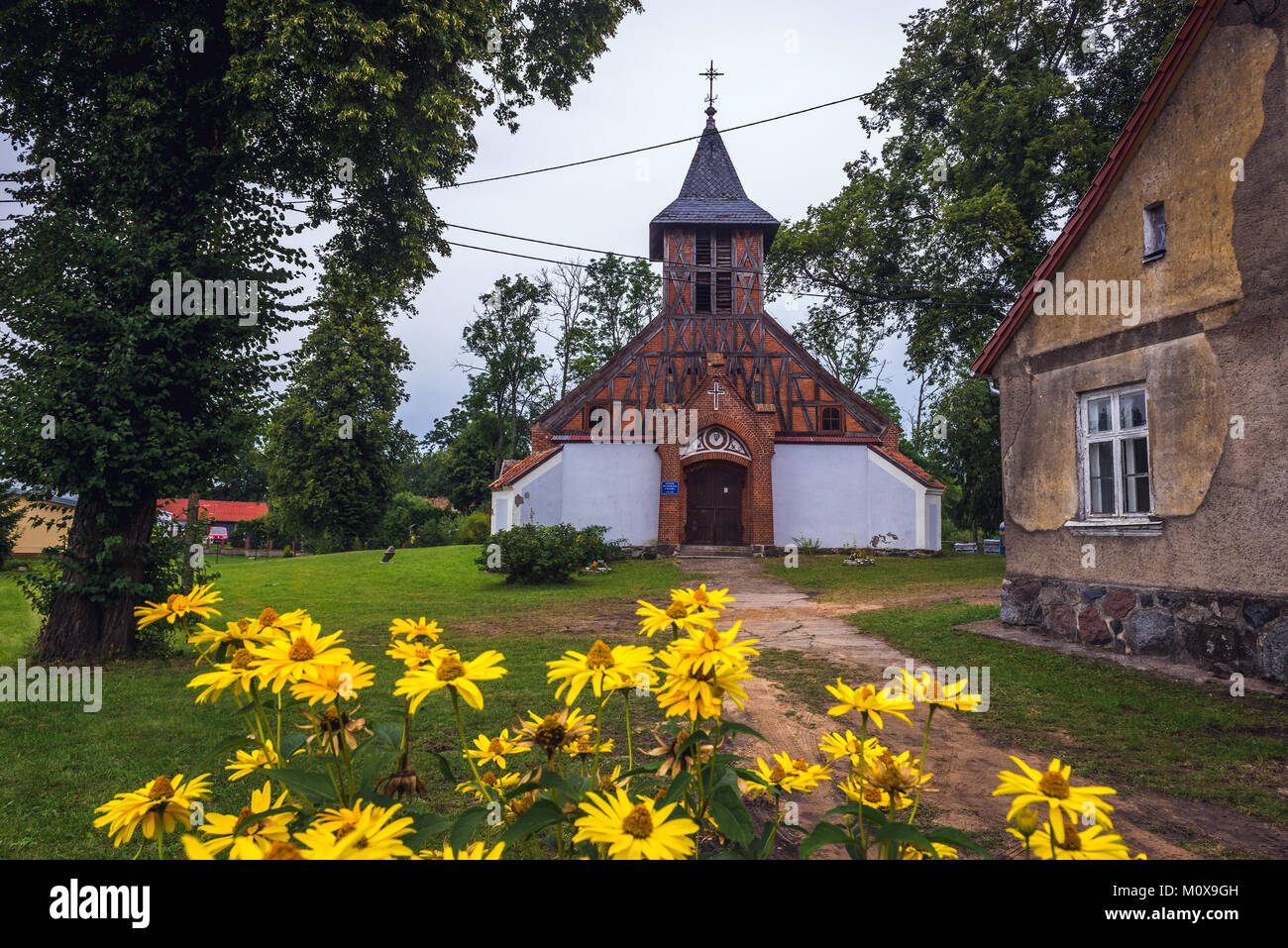 Evangelical Church of Augsburg Confession from the beginning of the 19th century in Ransk village, Warmian-Masurian Voivodeship of Poland Stock Photo