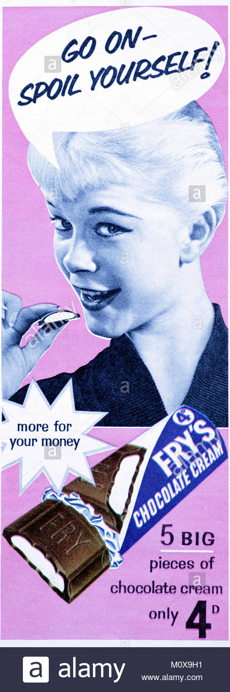 Fry's Chocolate cream vintage advertising 1956 Stock Photo