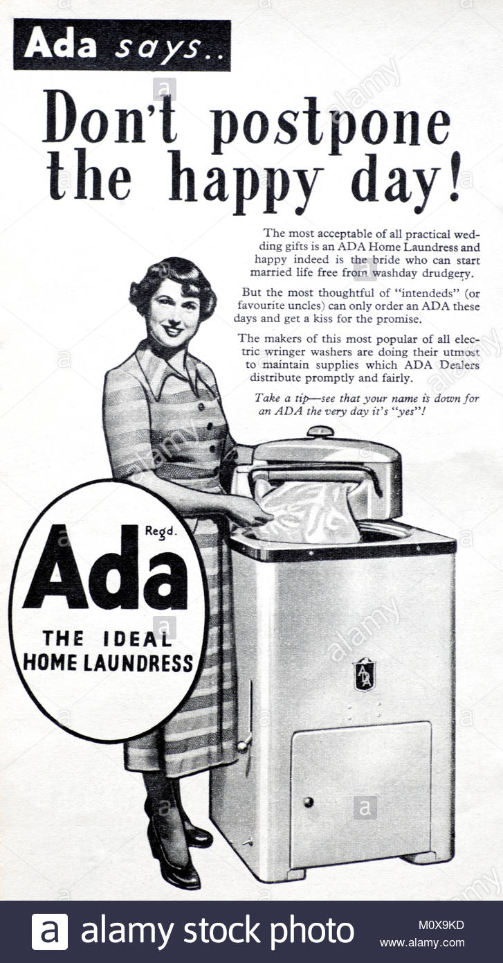 Ada electric wringer washer vintage advertising 1951 Stock Photo