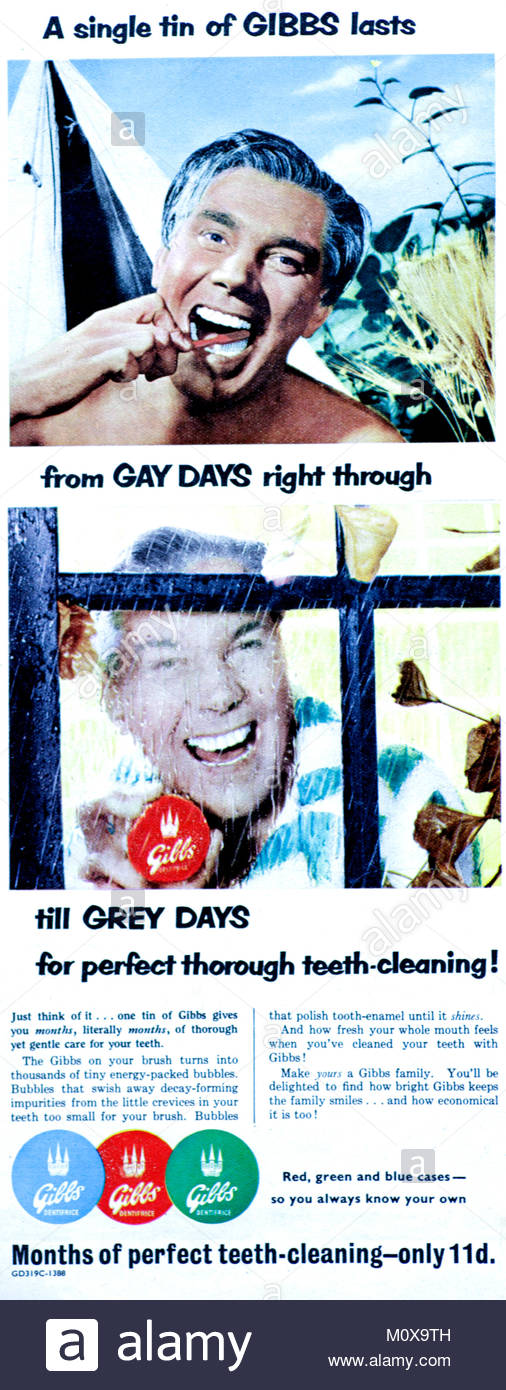 Gibbs Dentifrice toothpaste vintage advertising 1952 Stock Photo Alamy