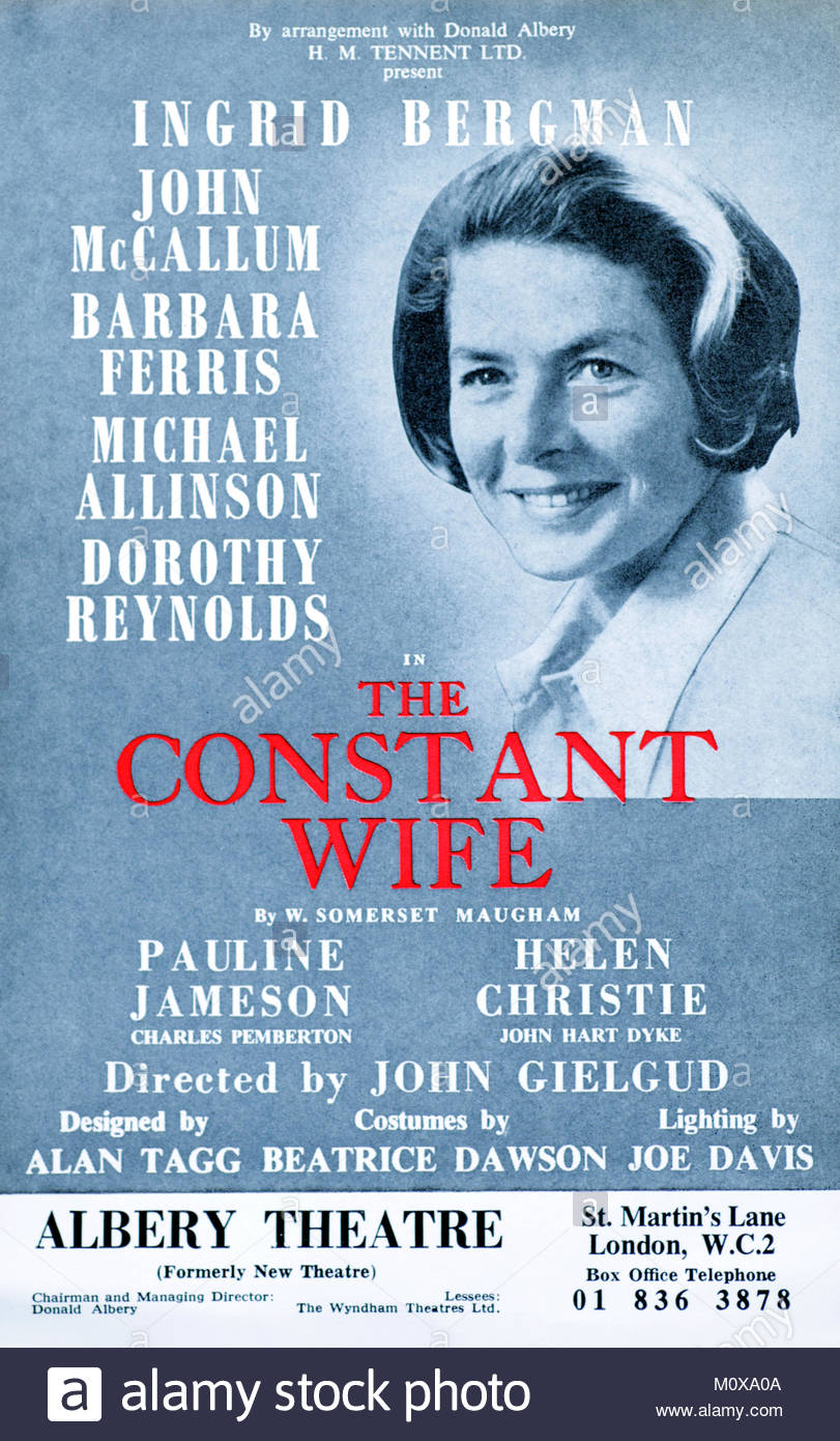 Ingrid Bergman starring in the Constant Wife at the Albery Theatre London flyer 1973 Stock Photo