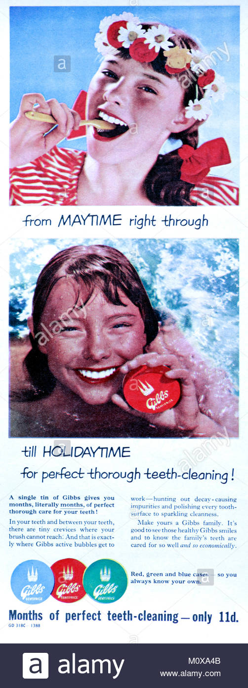 Gibbs Dentifrice toothpaste vintage advertising 1952 Stock Photo Alamy