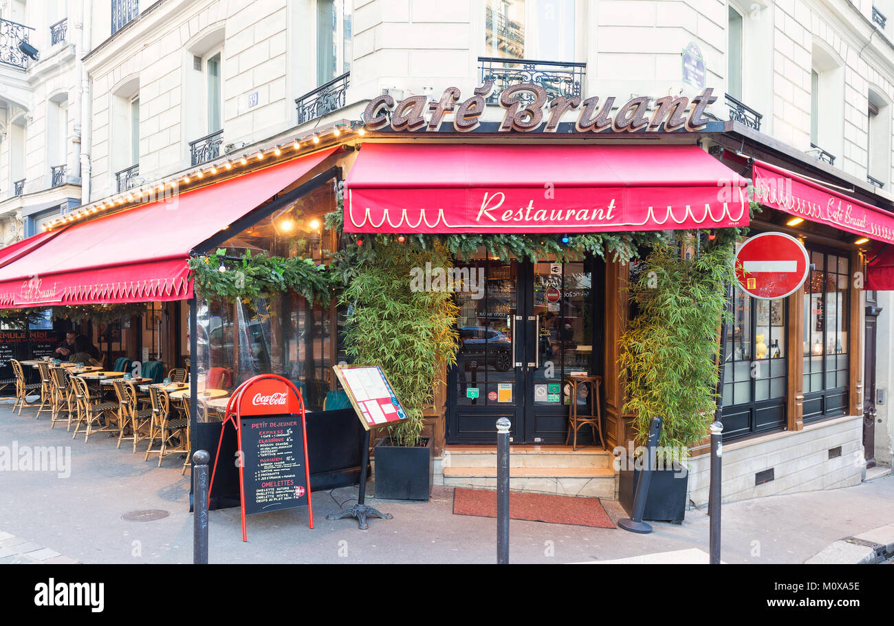 Bruant is historical cafe located in Montmatre area of Paris, France. Stock Photo