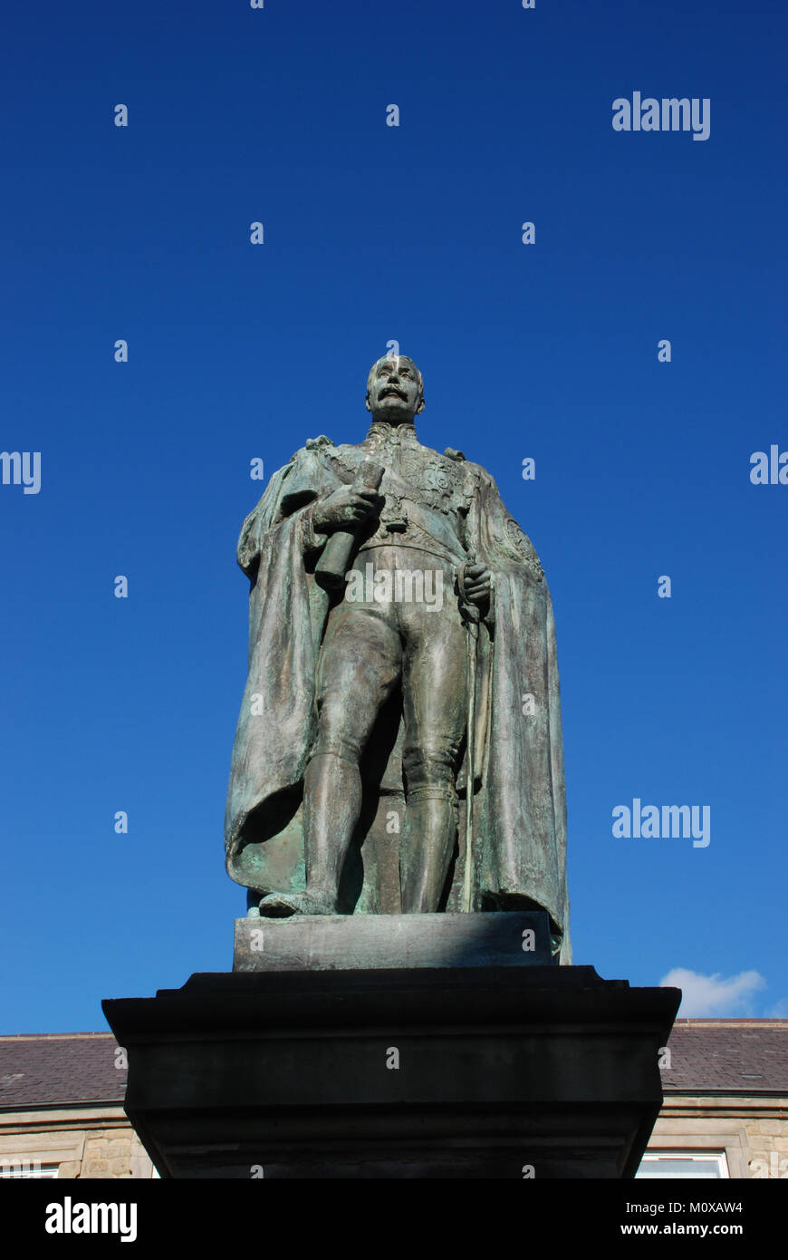 Statue of Lord Londonderry, Seaham against a bright blue sky Stock Photo