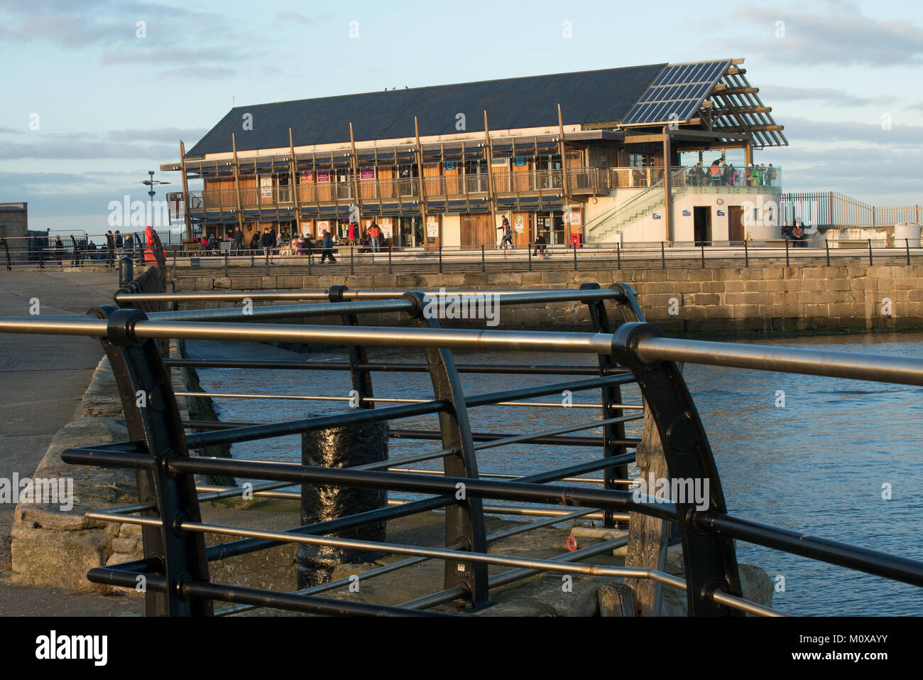 Seaham Harbour visitor area showing small shops and cafes Stock Photo