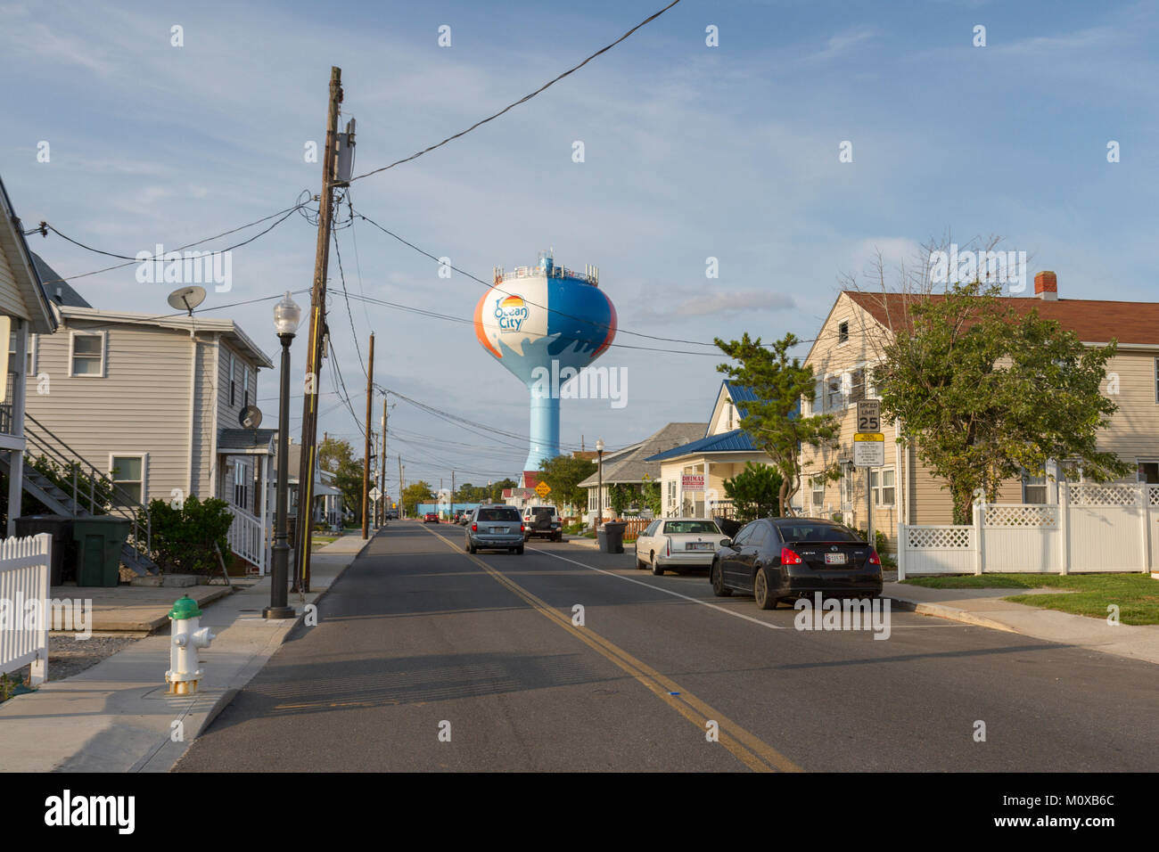 The Ocean City Beach Ball Water Tower viewed along St Louis Ave, Ocean ...