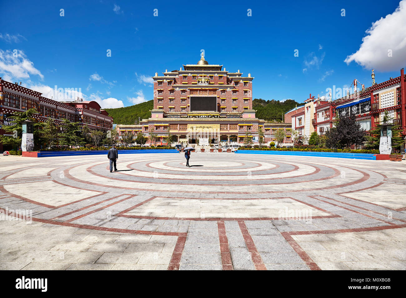 Shangri-La, China - September 24, 2017: City downtown, formerly called Zhongdian. Stock Photo