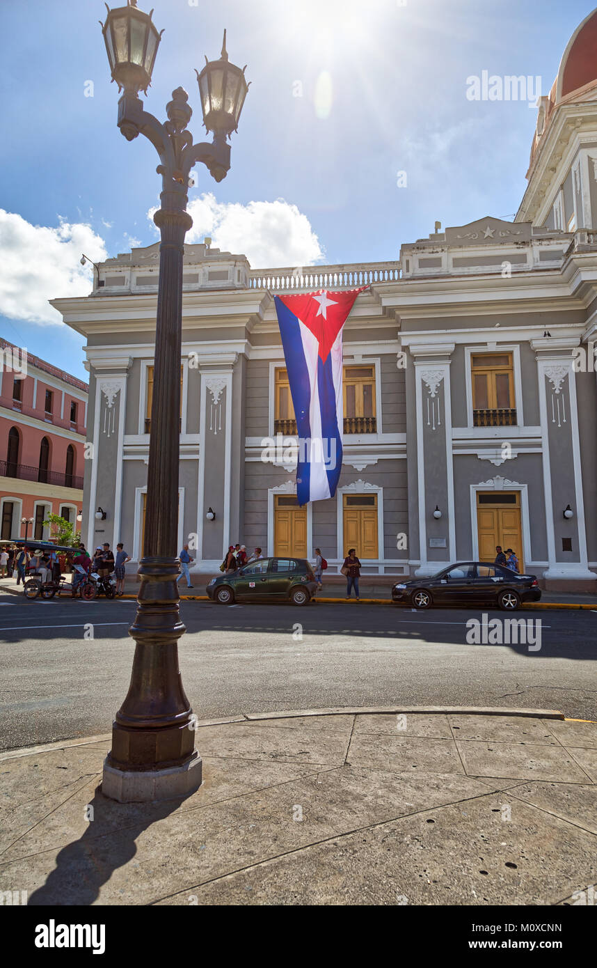 Street lamp and town hall cienfuegos Stock Photo