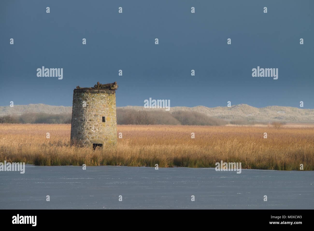 The Tower, Loch of Stratbeg RSPB Reserve in the winter Stock Photo