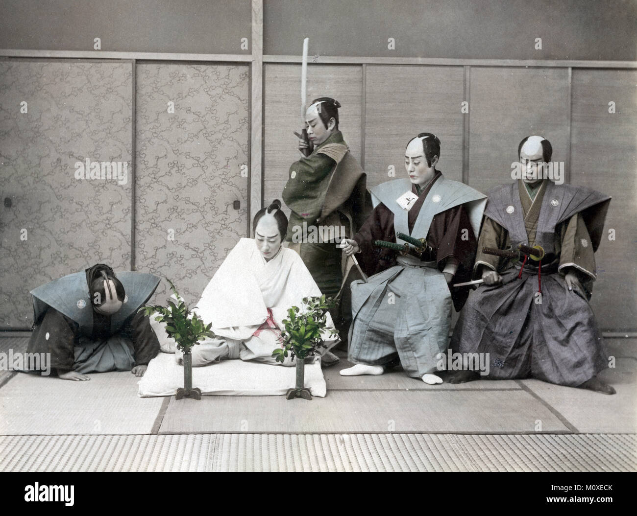 Seppuku, harakiri, ritual suicide (staged) Japan, c.1880's Stock Photo