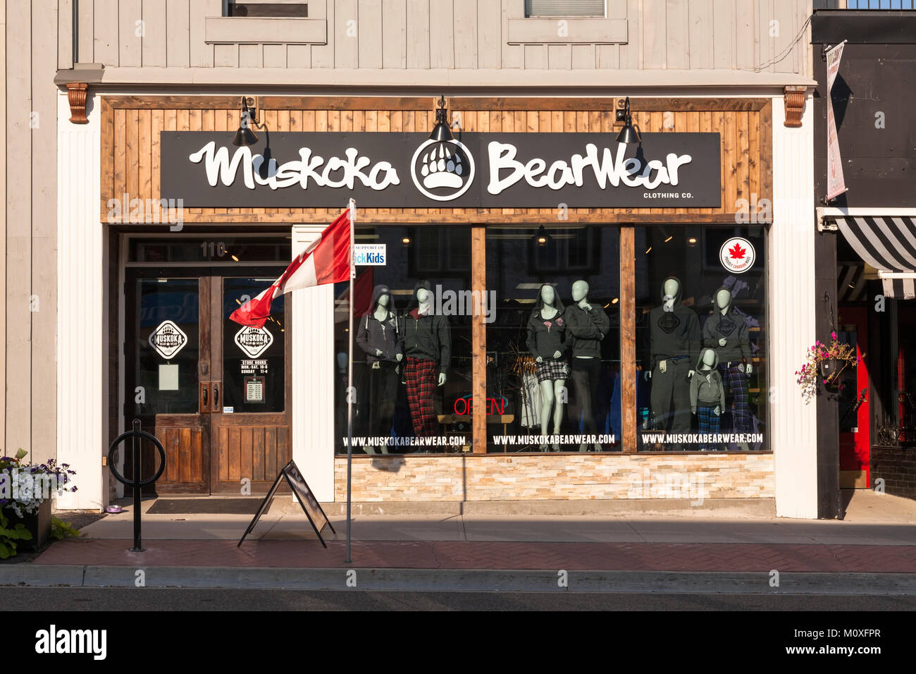 Muskoka Bear Wear Clothing Co. in Gravenhurst, Ontario, Canada. Stock Photo
