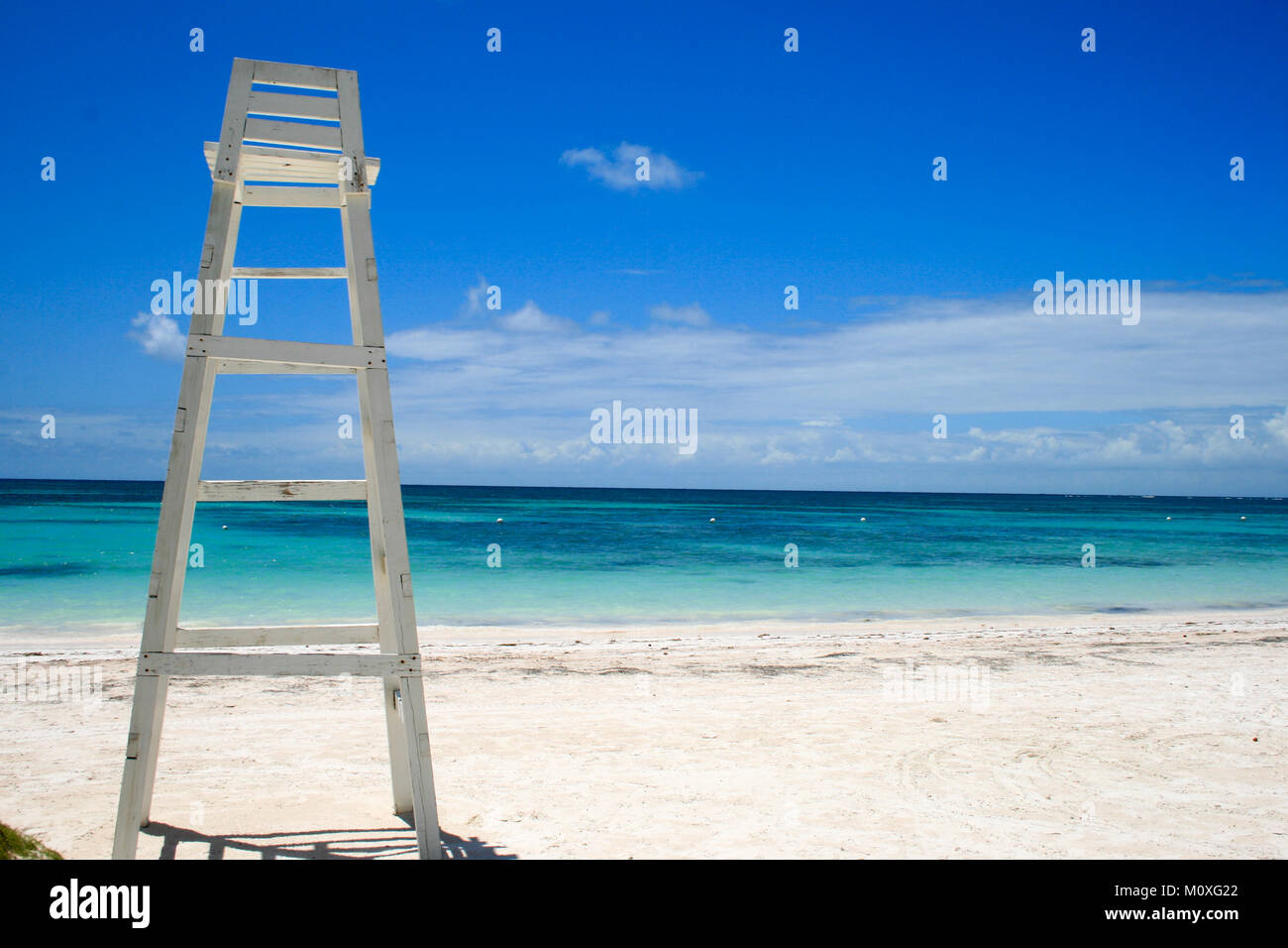 Lifeguard tower on tropical beach in Dominican Republic Stock Photo
