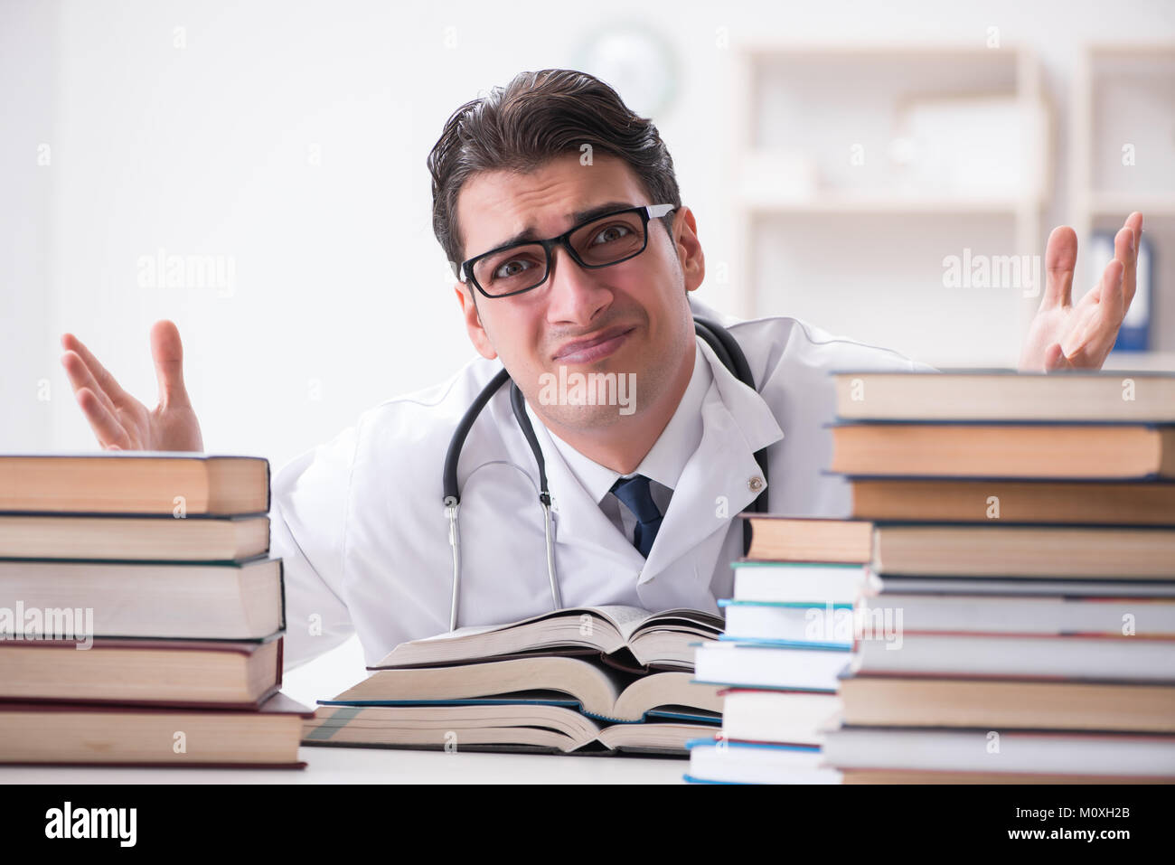 Medical student preparing for university exams Stock Photo Alamy