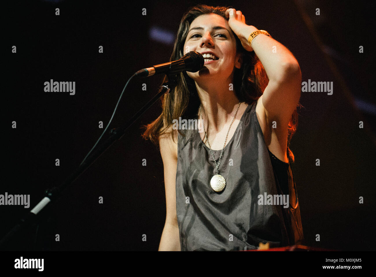 The American singer, musician and composer Julia Holter performs a live concert at the Gloria Stage at Roskilde Festival 2014. Denmark, 06.07.2014. Stock Photo
