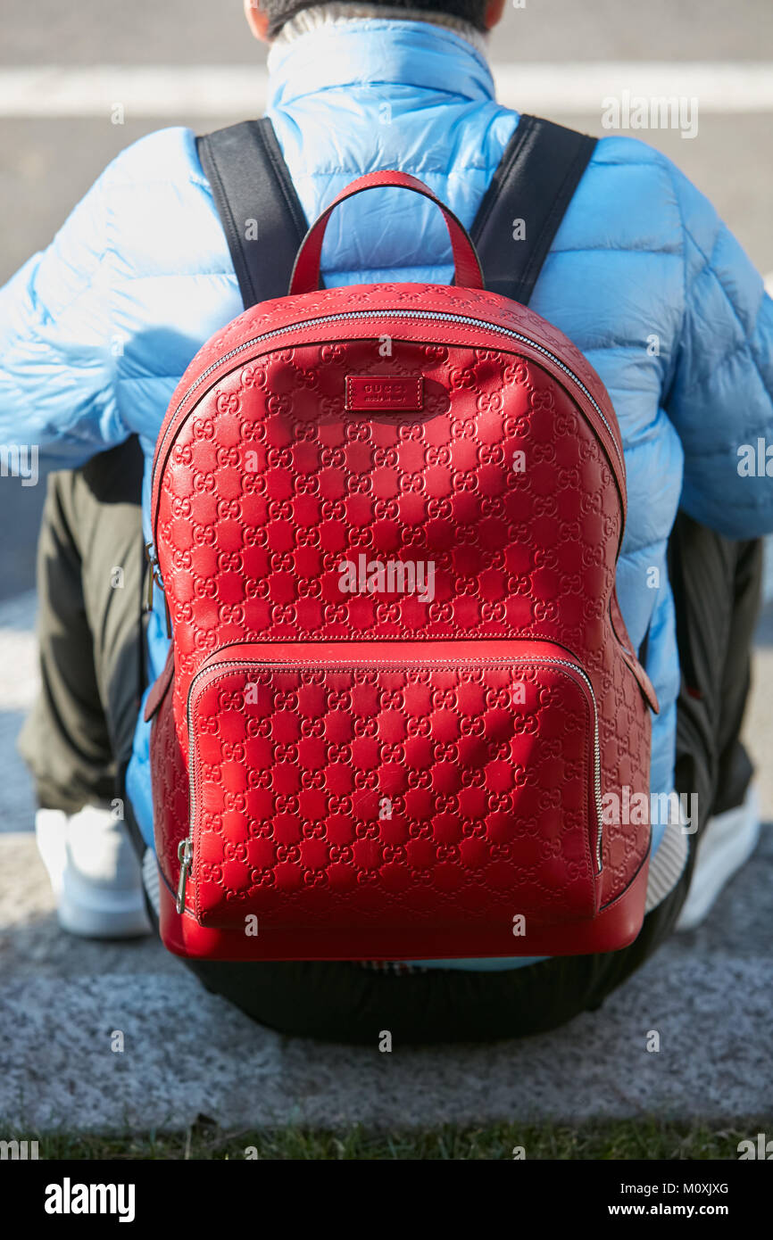 red leather gucci backpack