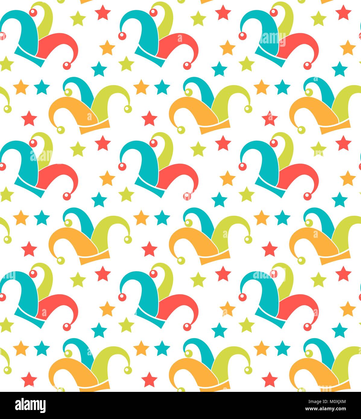Carnival seamless pattern. Purim repetitive texture. Holiday, masquerade, festival, party. Endless background, backdrop, wallpaper, paper. Vector illustration. Stock Vector