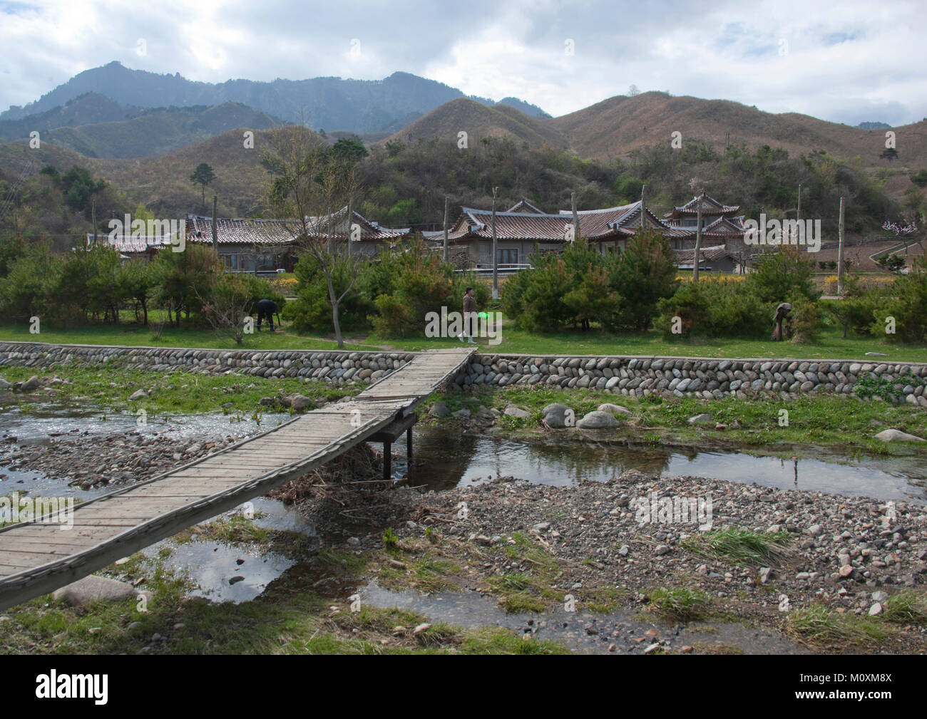 North Korean village where the tourists can stay and sleep, North Hamgyong Province, Jung Pyong Ri, North Korea Stock Photo