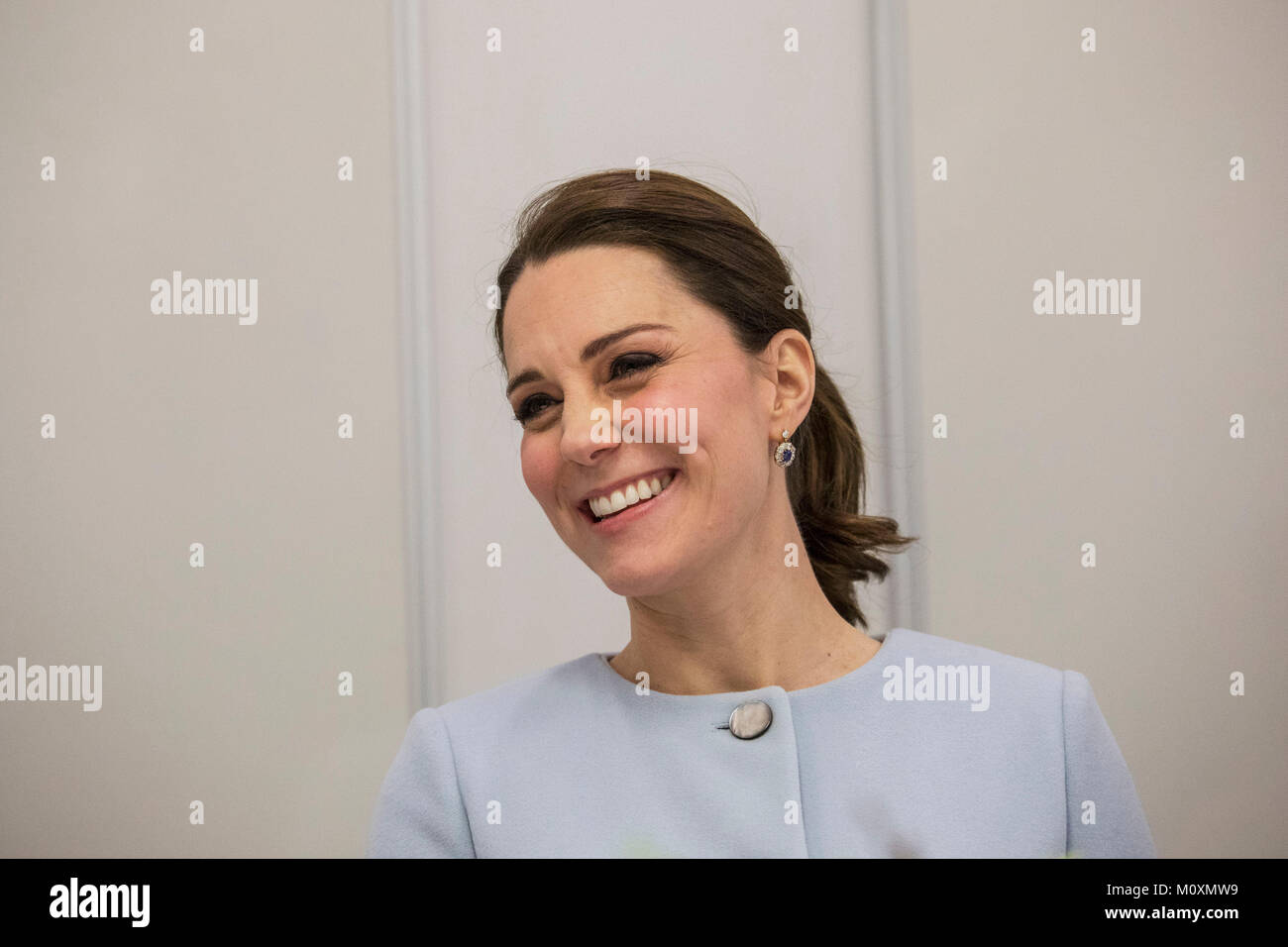 The Duchess of Cambridge is shown around a laboratory during her visit