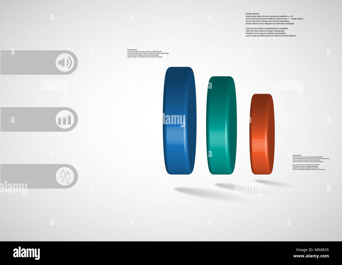 3D illustration infographic template with motif of three color ...