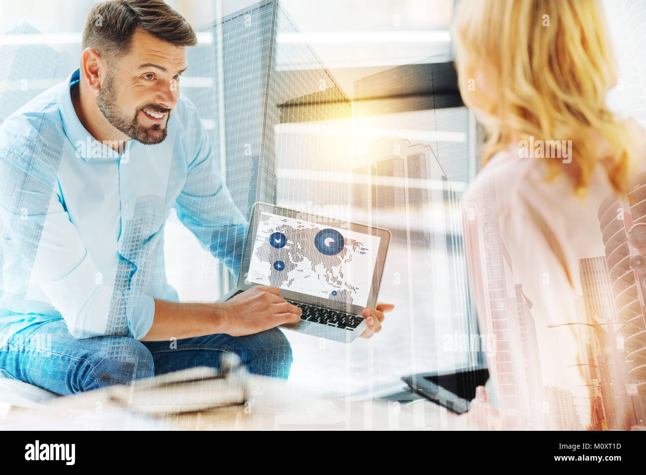 Positive director presenting new project Stock Photo - Alamy