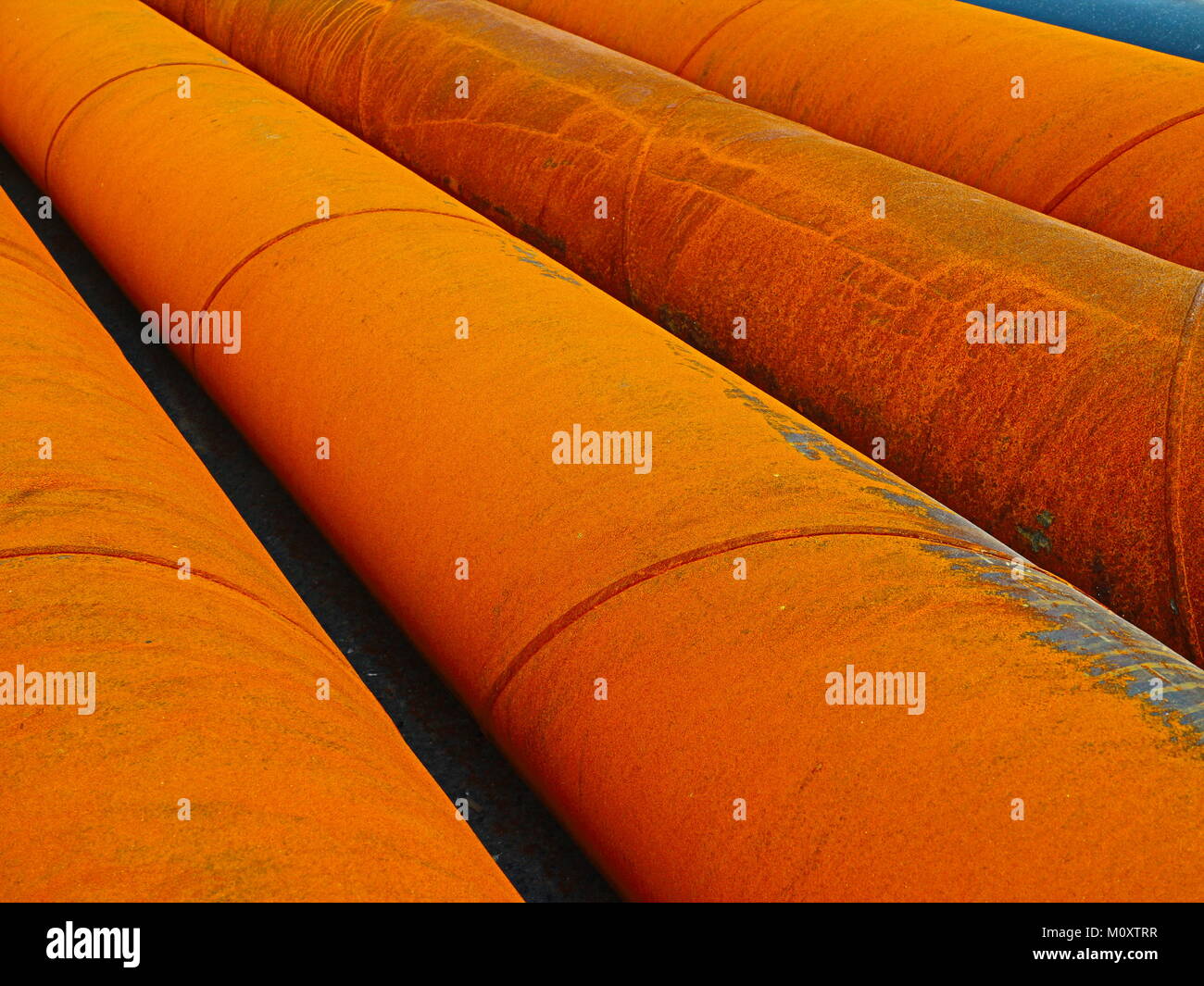 Weathered steel pipe background Stock Photo