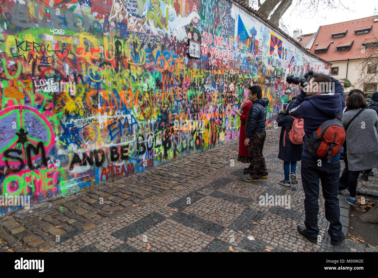 Lennon Wall in Prague Stock Photo
