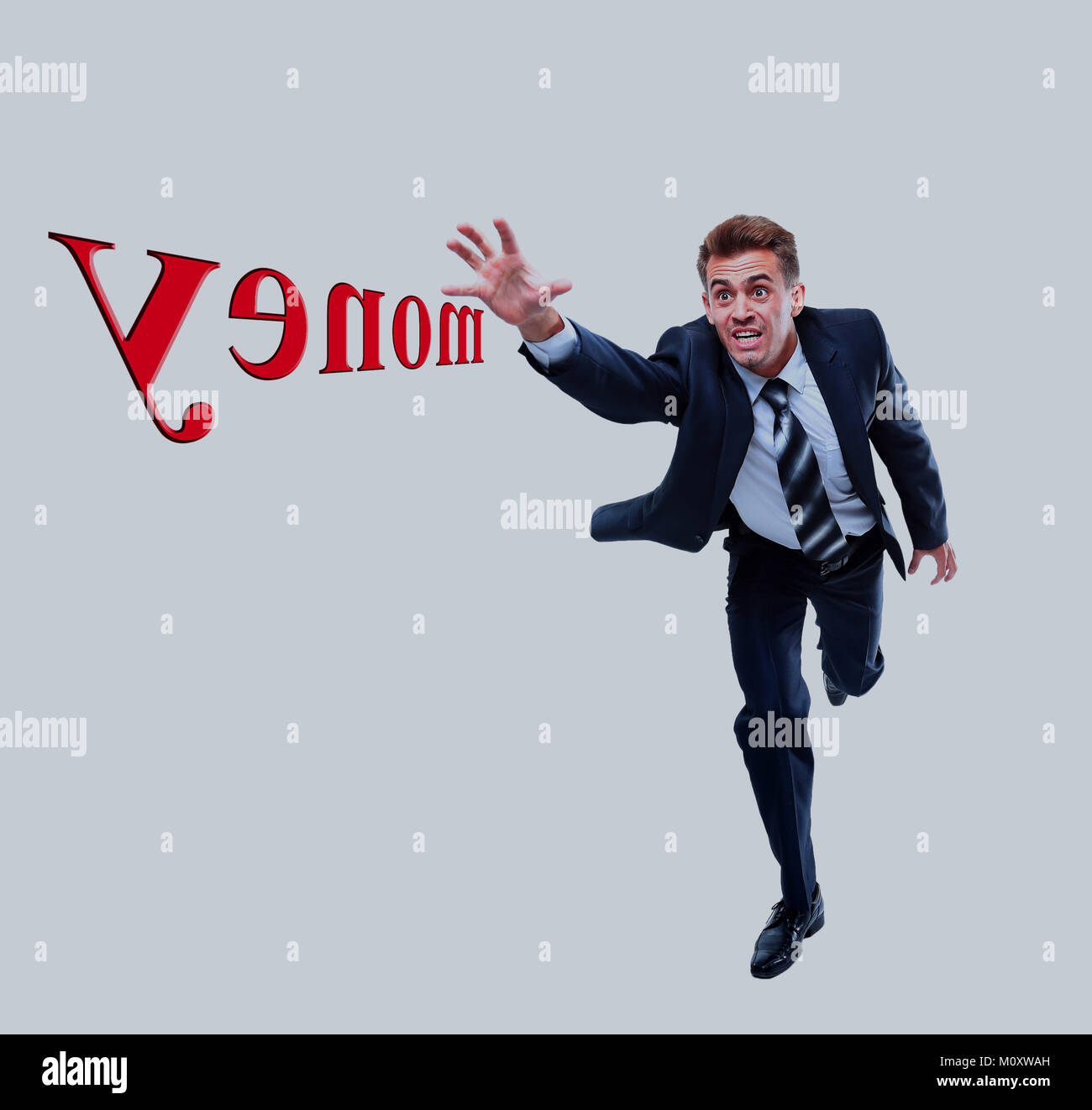 Happy running businessman. Isolated on white background Stock Photo - Alamy