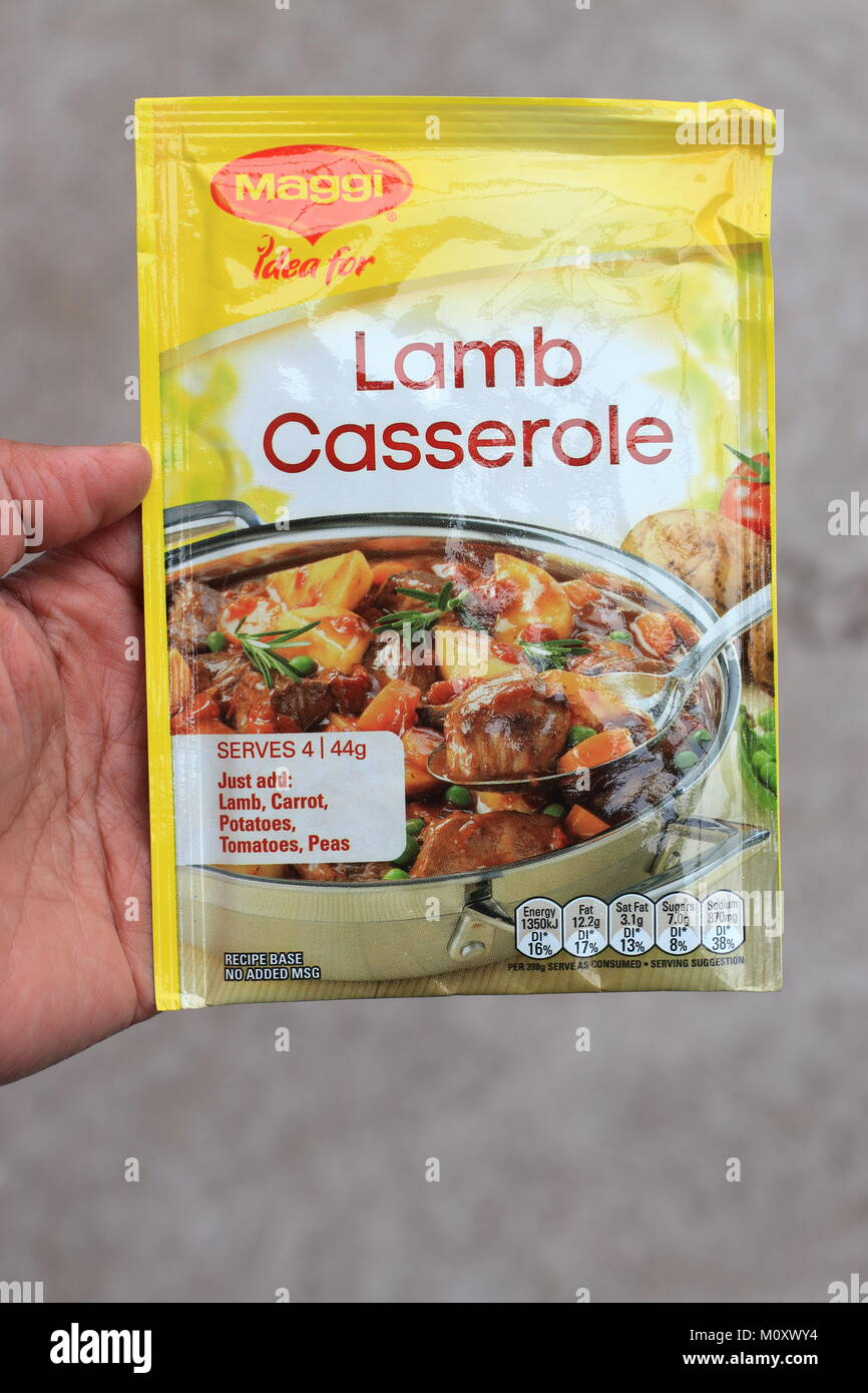 Lamb Casserole Recipe Base in a packet from Maggi Stock Photo Alamy