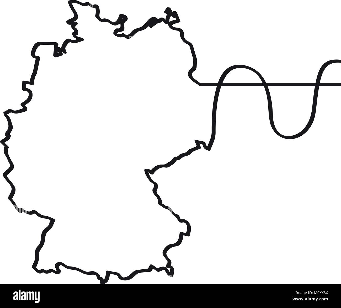 Map of Germany. Continous line Stock Vector
