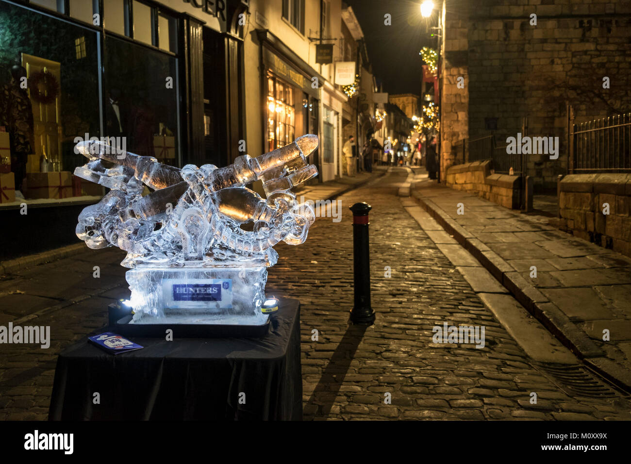 The 2017 Ice Trail in York, Yorkshire. A trail around york including over 40 ice sculptures sponsored by local shops and business. Stock Photo