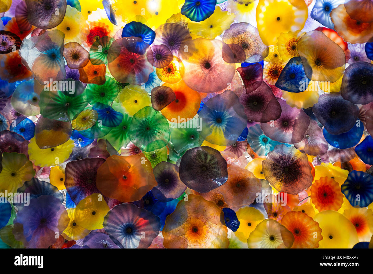 Glass Flower Ceiling at the Bellagio, Lass Vegas Stock Photo
