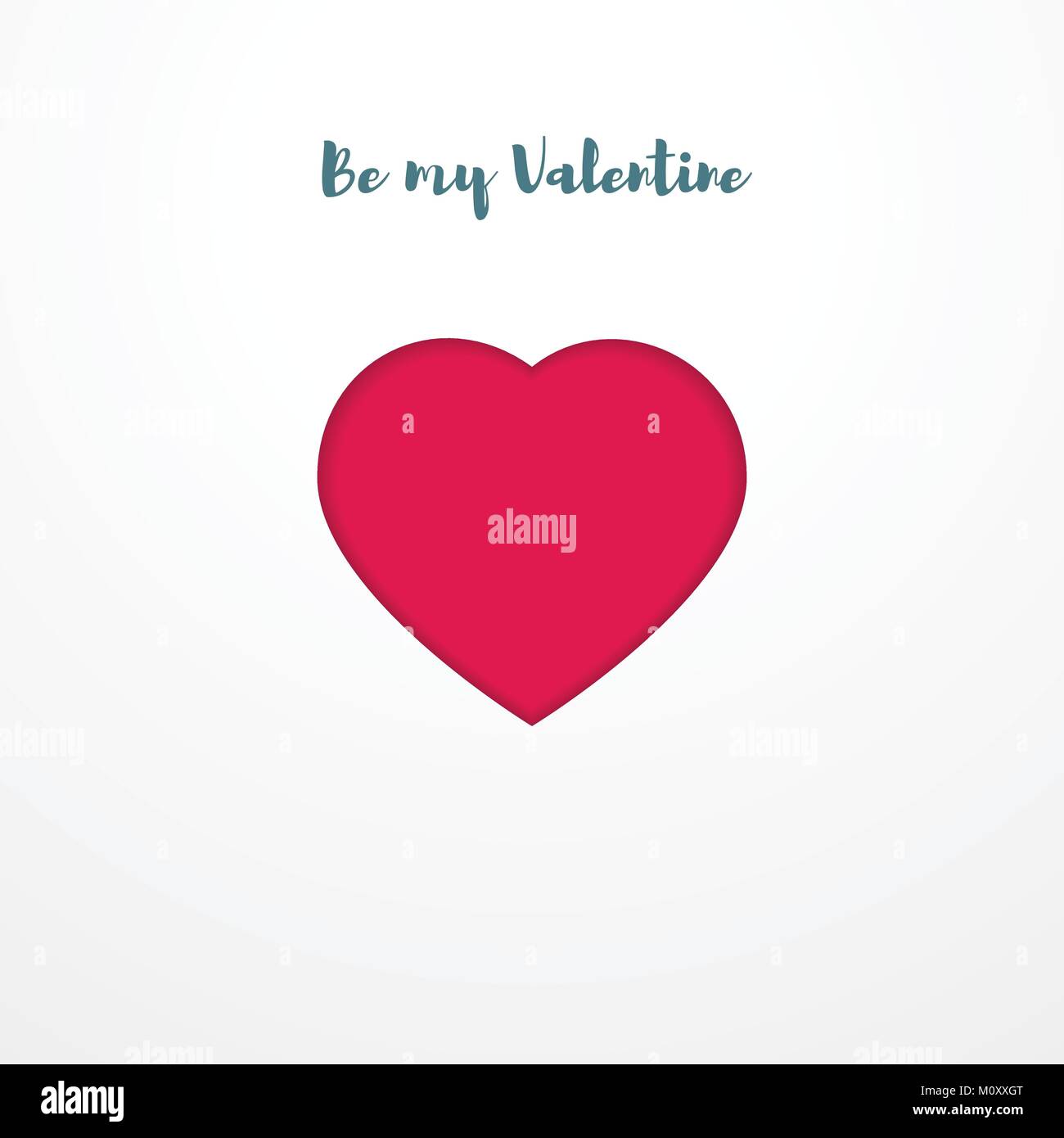 Valentines day postcard Minimalistic template with red heart on a white ...
