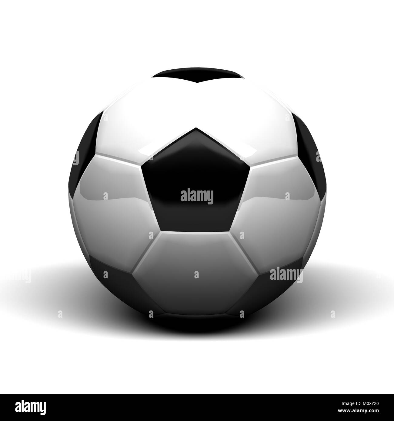 classic soccer ball made of black and white leather.Isolated on white
