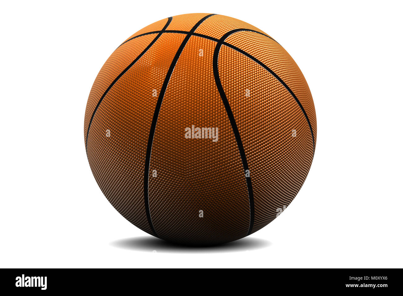 Typical orange basketball with black lines and rough texture. Isolated on white background Stock Photo