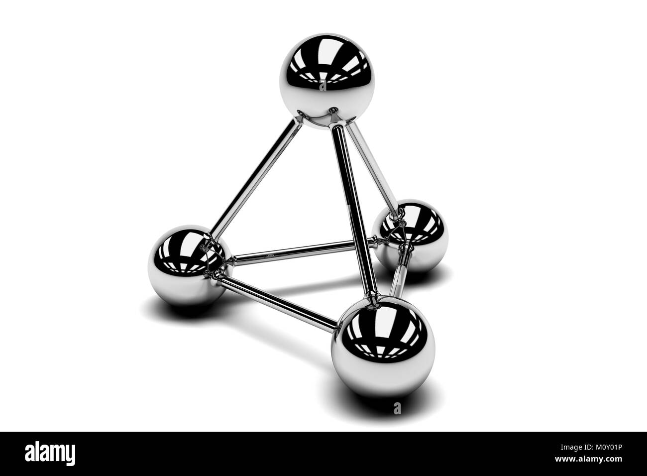 metallic balls joined together. The whole structure forms a safe, stable and balanced pyramid Stock Photo